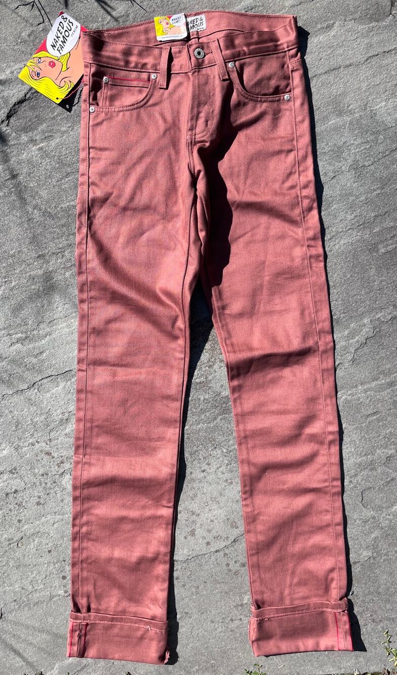 Naked & Famous Skinny Guy Rust Japanese Selvedge Chino Jeans Size 28x37 NWT